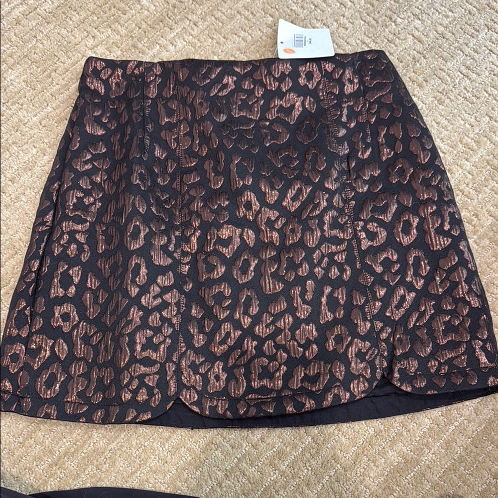 DO+BE Black and Brown Sequin A-Line Mini Skirt